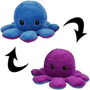 Plüschtier Oktopus, umdrehbar Blau / Pink