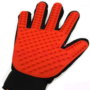 Pflegehandschuh, Handschuh Striegel Rot