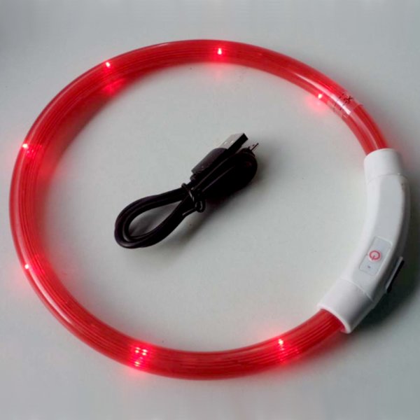 LED Leuchthalsband, USB Rot