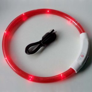 LED Leuchthalsband, USB Rot