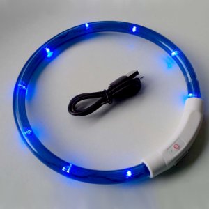 LED Leuchthalsband, USB Blau