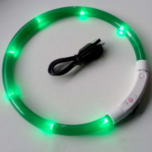 LED Leuchthalsband, USB Grün