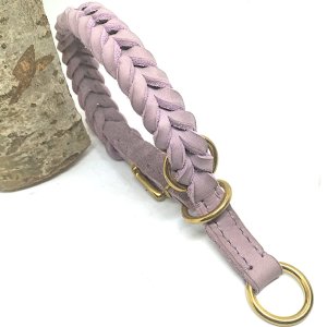 Leder Zugstopp-Halsband "Nizza", Lavendel