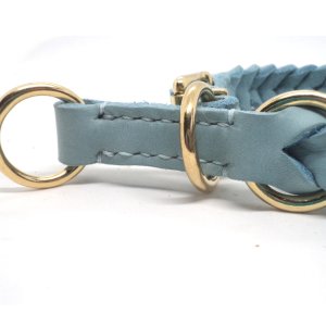 Leder Zugstopp-Halsband "Nizza", Eisblau