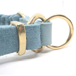 Leder Halsband "Nizza" 2 cm, Eisblau