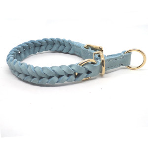 Leder Zugstopp-Halsband "Nizza", Eisblau