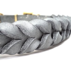Leder Halsband "Nizza" 2 cm, Grau
